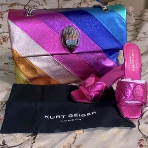 Kurt Geiger multi color metallic leather chain bag